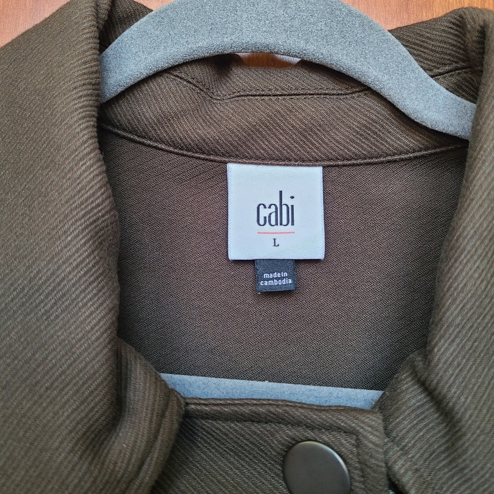 Cabi Large Olive Green Military Academy Utility Blazer Jacket Asymmetrical Zip - Picture 3 of 8